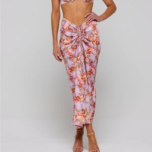 NWT Resa Ziggy Coral Seashell Ocean Ruched Maxi Skirt